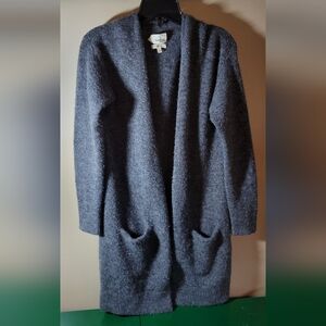 Wilfred Free People Charcoal Gray Open-Front Knit Cardigan ALPAGA Made In Italy